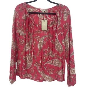 Lucky Brand Long Sleeve Paisley Top
